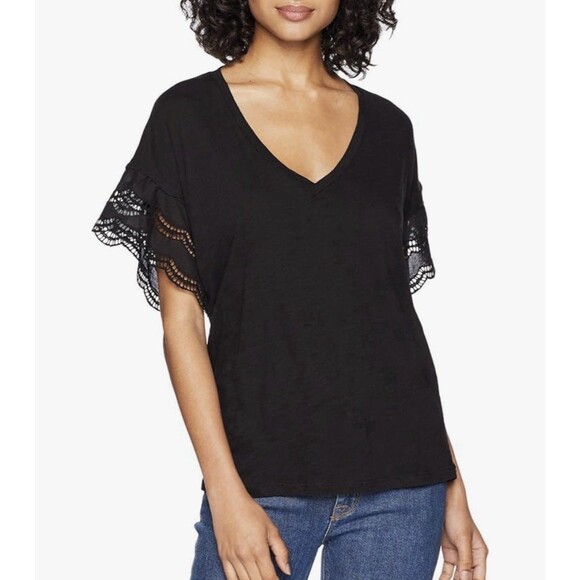 Joe's Collection Women's Millie Tee Black Lace Short Sleeve Top Size S - Picture 9 of 9